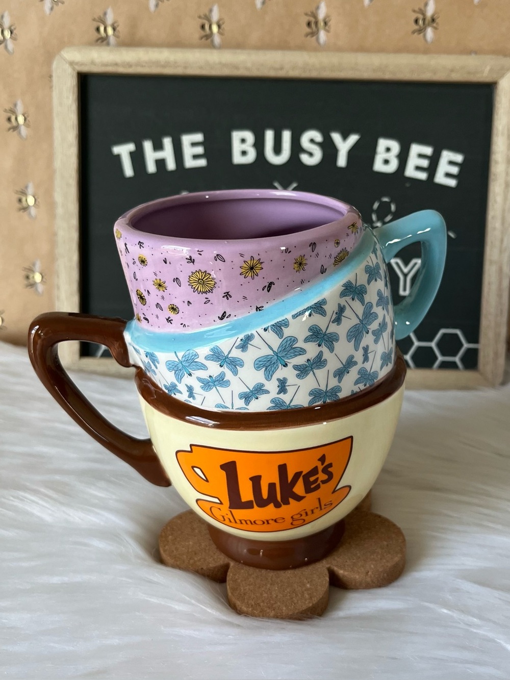 Gilmore Girls Luke's Diner Dragonfly Inn Trio Stacked Coffee Cups Home Decor Mug